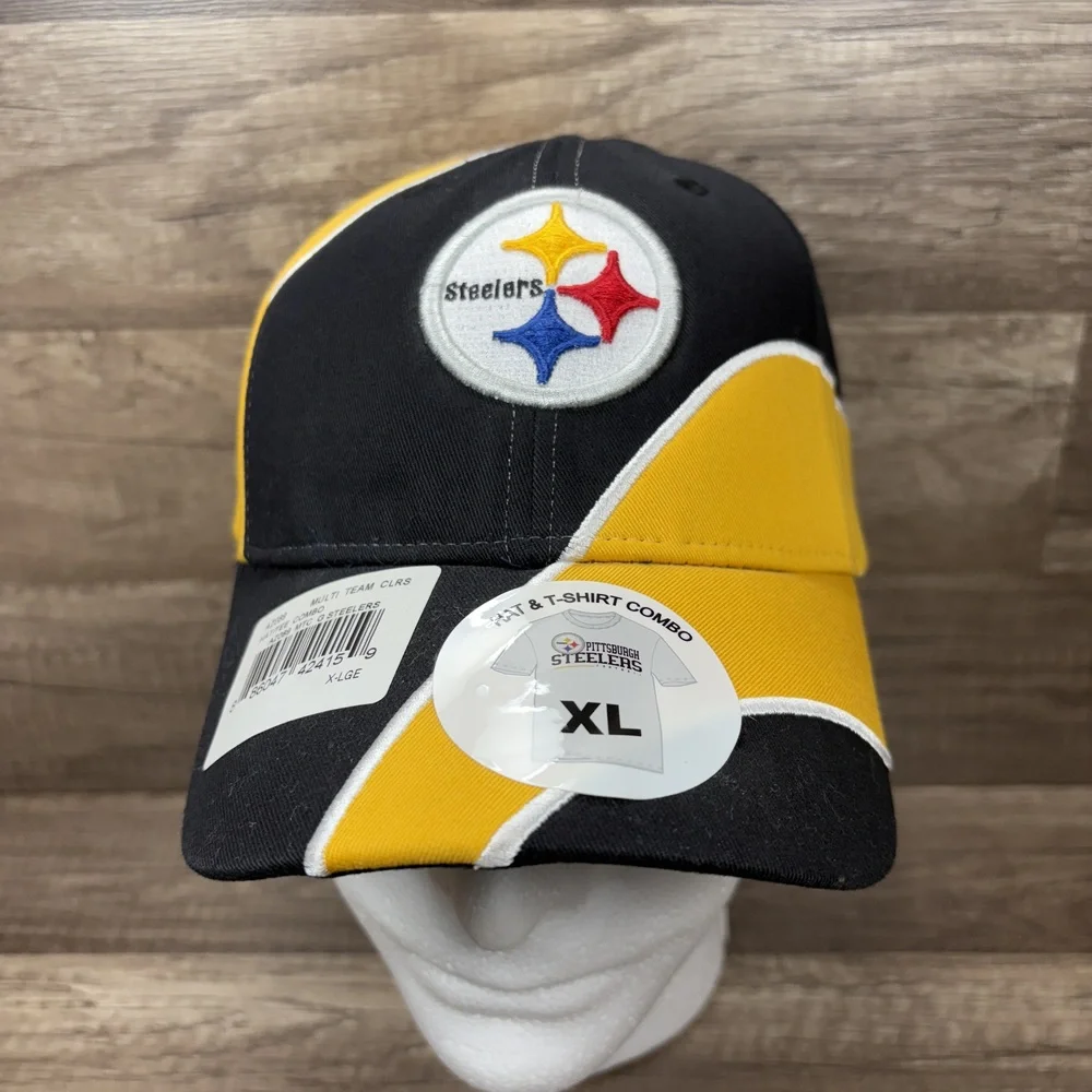 Pittsburgh Steelers NEW WT NFL Team Apparel Cap Hat Black Gold Adjustable